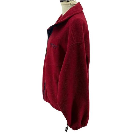 Vintage 90s Eddie Bauer EbTek Mens Large Spell Out Full Zip Fleece Jacket Red - Picture 5 of 13